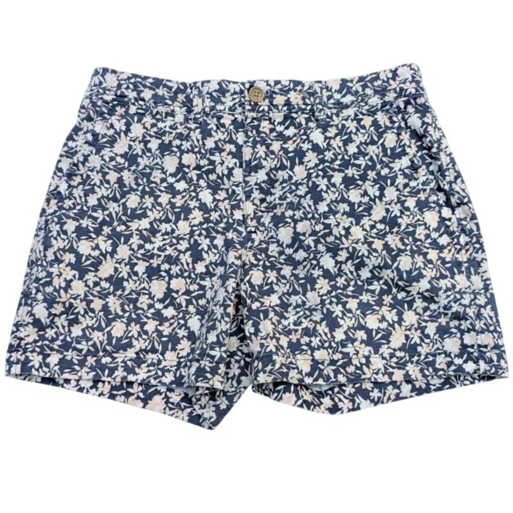 Banana Republic Women Blue Pink Floral Chino Shorts Size 4 30x5 Mid Rise